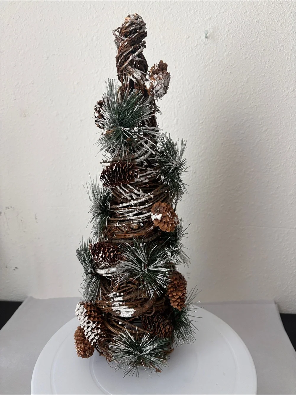 Flocked Pinecone Twig Cone Tree - Home Holiday Décor Preowned